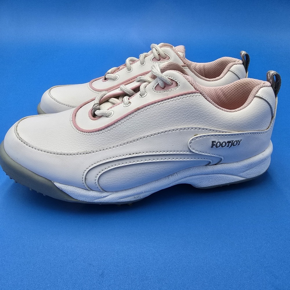 FootJoy GreenJoys 48703 Womens Golf Shoes White Pink Spiked Wide 7.5W
